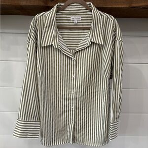 Alex & Jordan Striped Button-Up Shirt